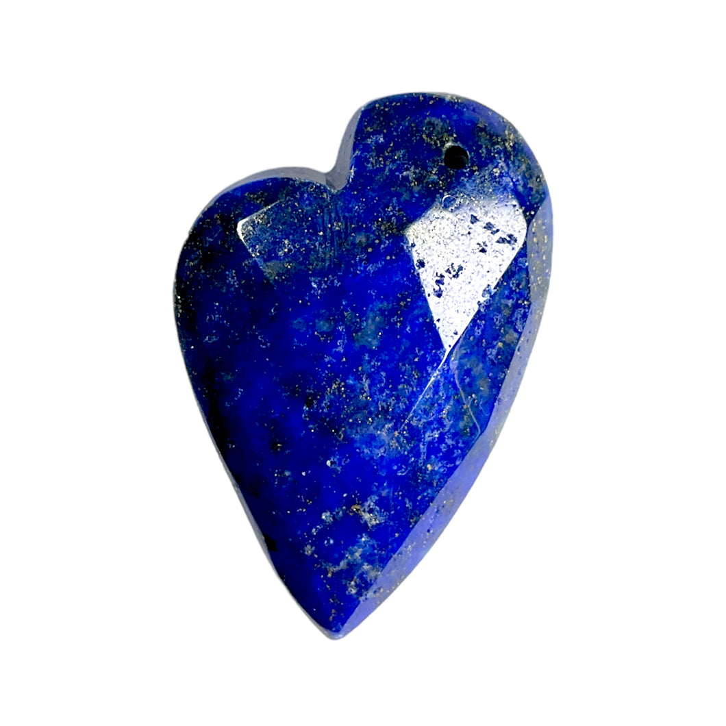 Pendentif forme cœur facetté lapis-lazuli percé devant