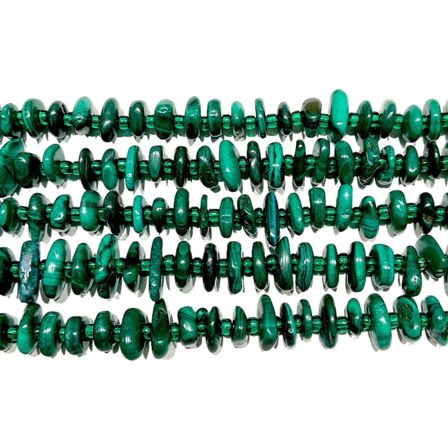 Fil de pierre baroque malachite 5 x 12 mm