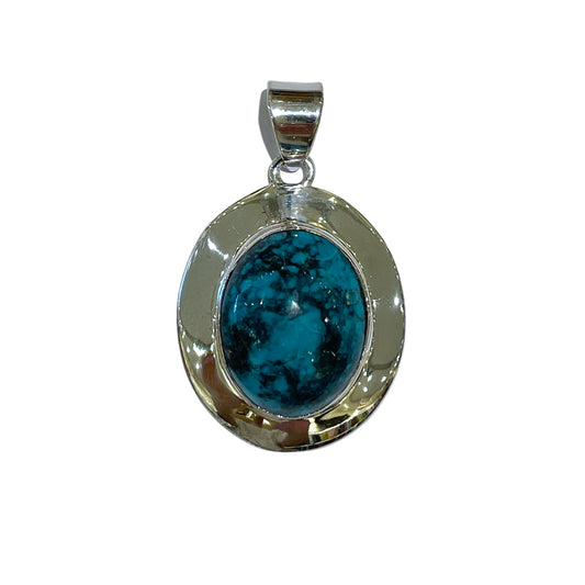 Pendentif Argent 925 & turquoise naturelle