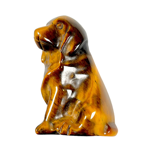 Figurine de chien en oeil de tigre