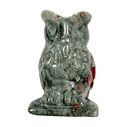 Figurine Hibou en Jaspe héliotrope