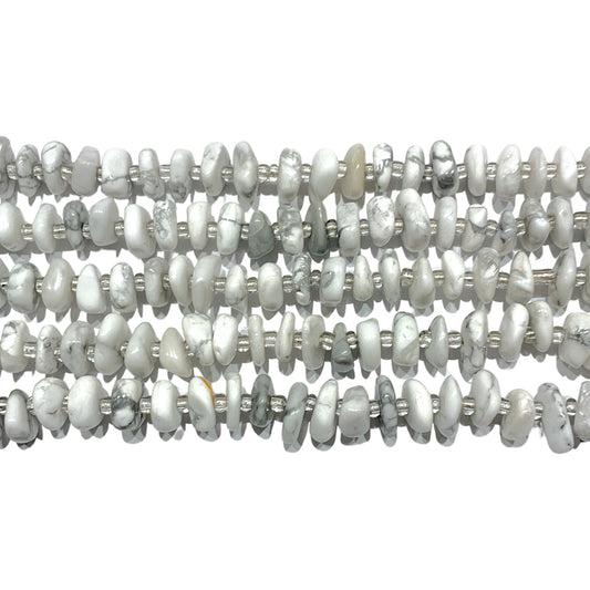 Fil de pierre baroque Howlite blanche 5 x 12 mm