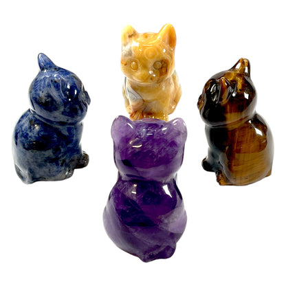 Figurine chat en Jade citron