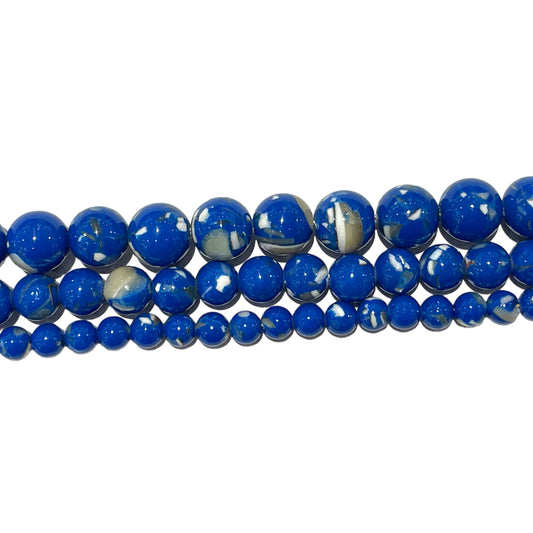 Fil de perle Howlite coquillage bleu teinté