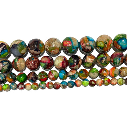 Fil de perle Jaspe Impérial multicolore vert chauffé - Foliesbijoux