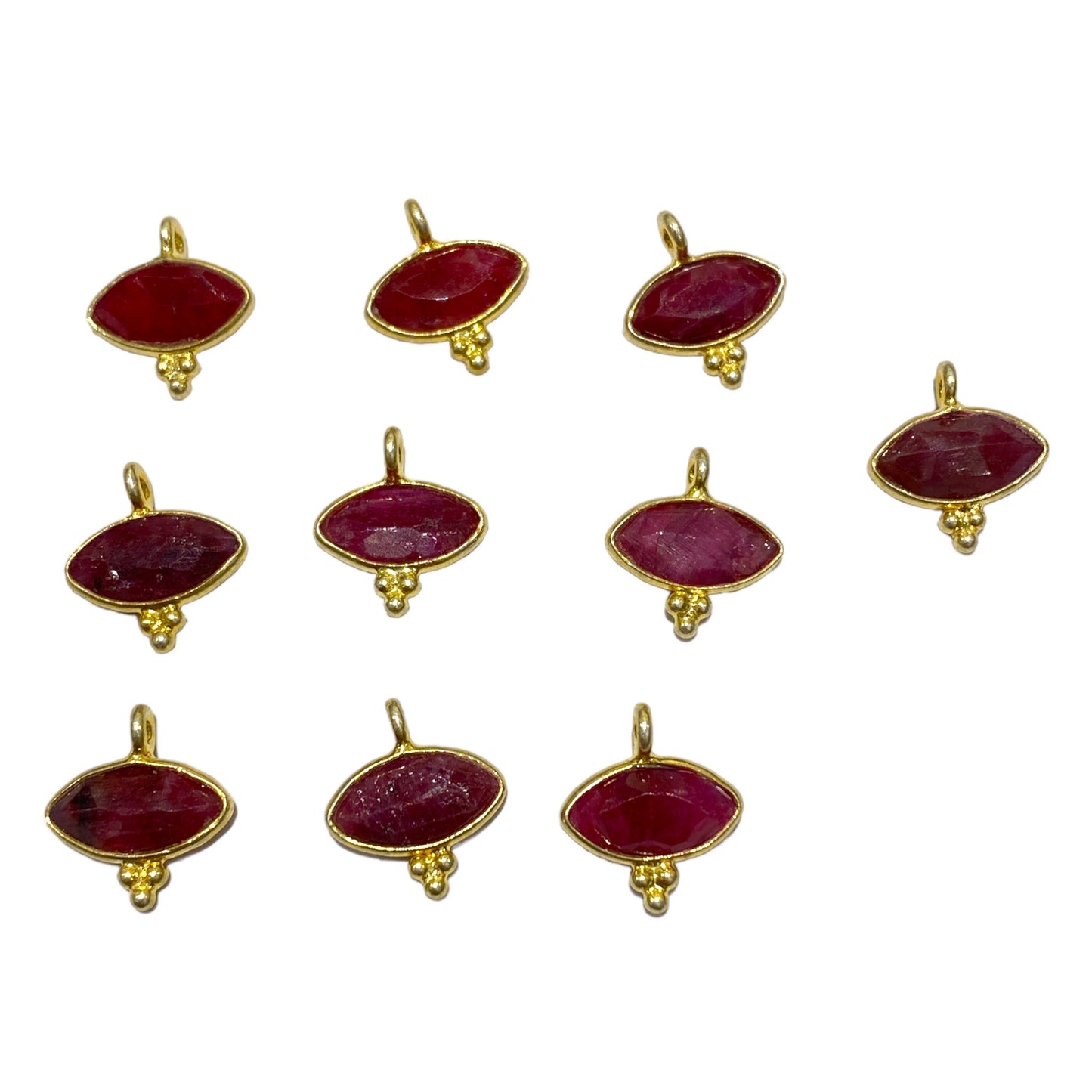 10 mini Breloque Rubis en argent plaqué or