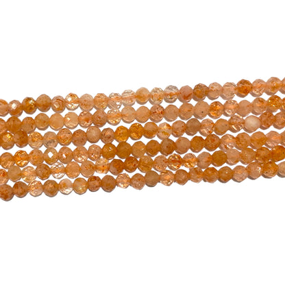 Fil de perles facettées Pierre de soleil - Foliesbijoux