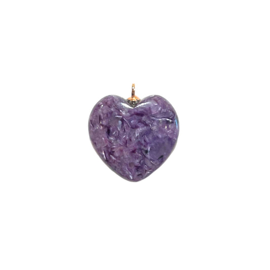 Pendentif Charoite coeur percé devant