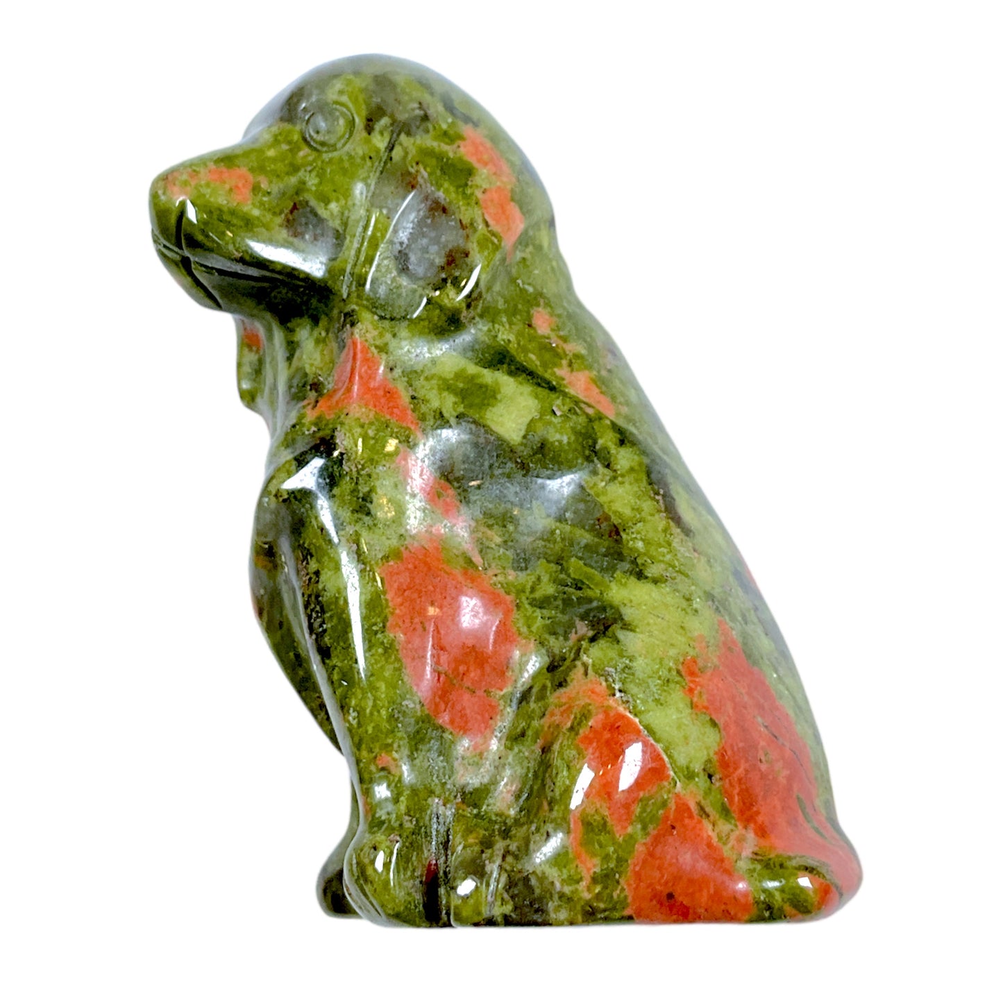 Figurine de chien en Unakite