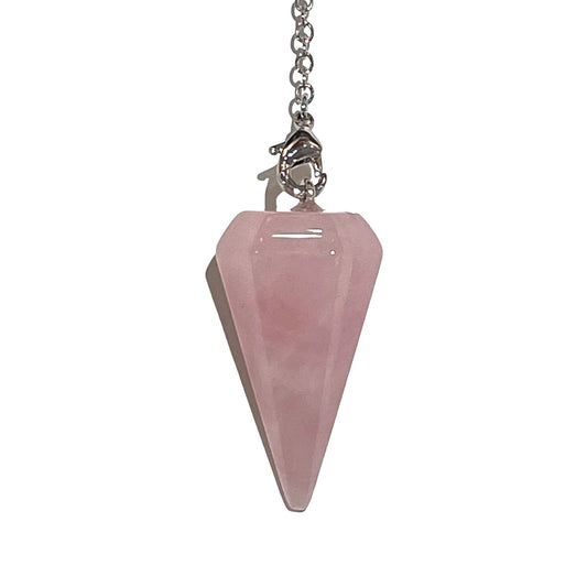 Pendule Quartz rose forme cône facette