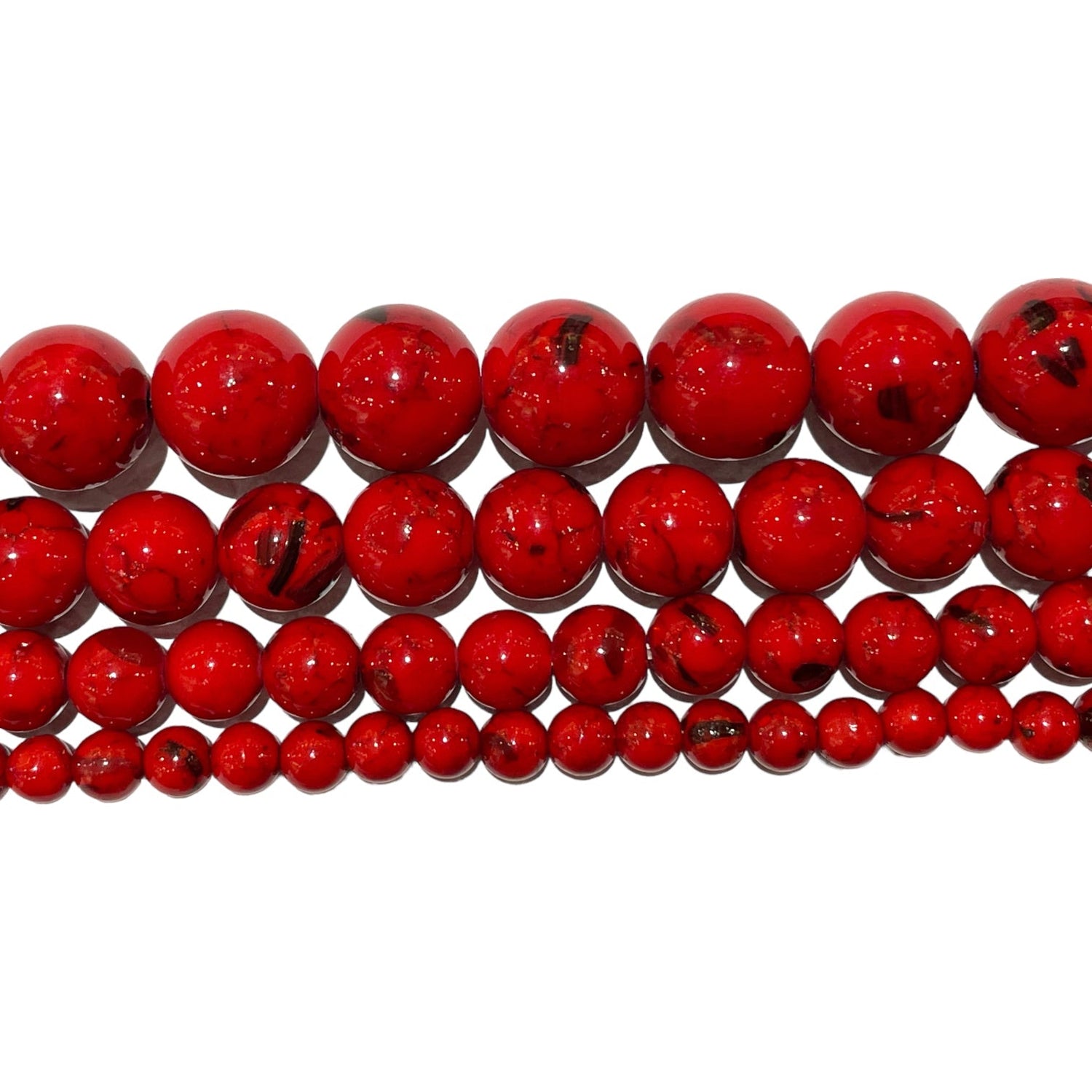 Fil de perle Howlite coquillage rouge teinté - Foliesbijoux