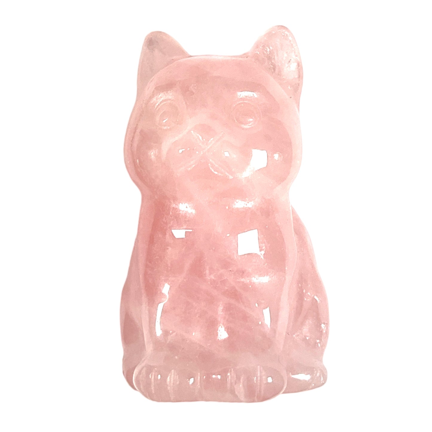 Figurine chat en Quartz rose