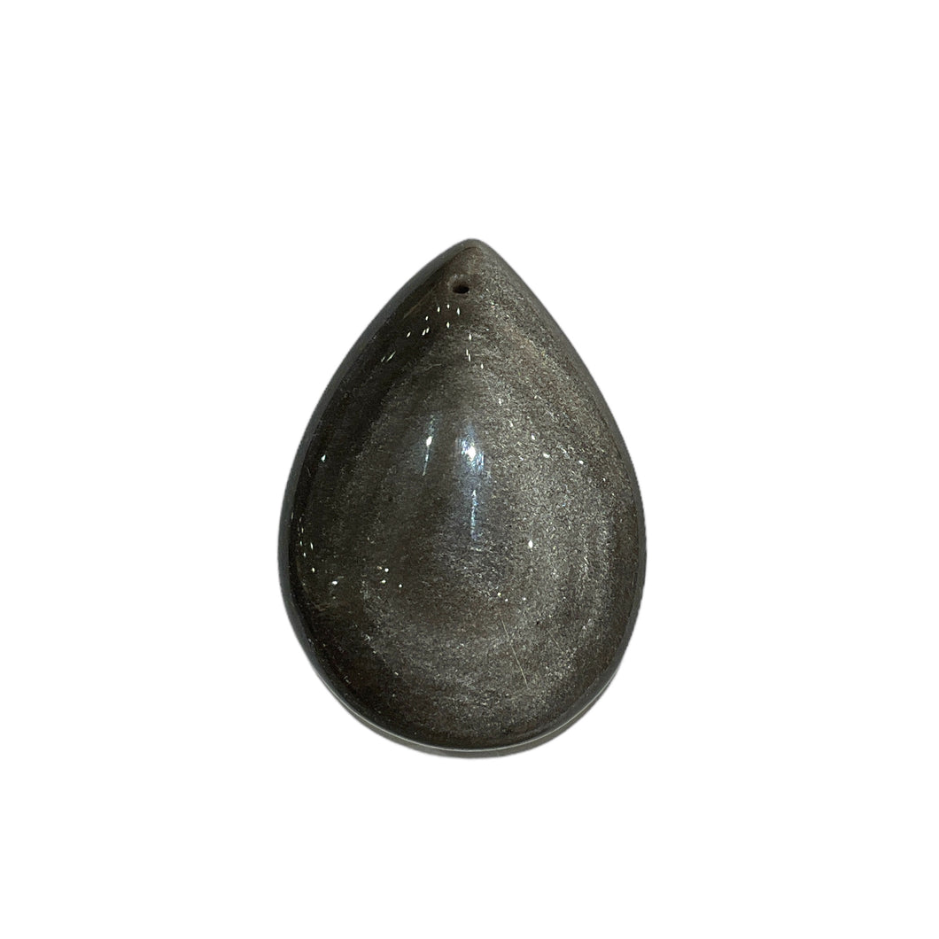 Silver obsidian pendant