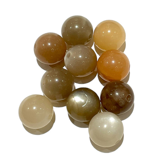 Lot of 10 multicolored moonstone beads - 1.5 mm hole