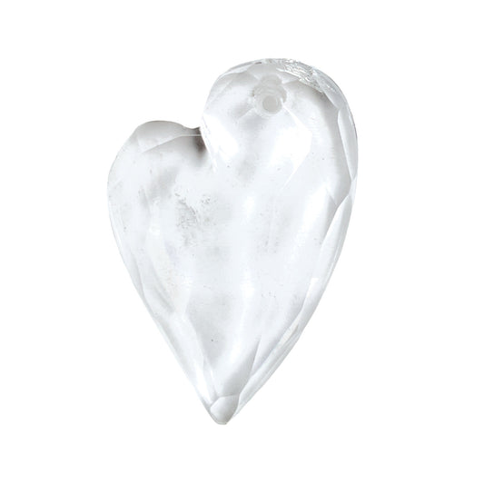Pendentif forme cœur facetté cristal de roche percé devant