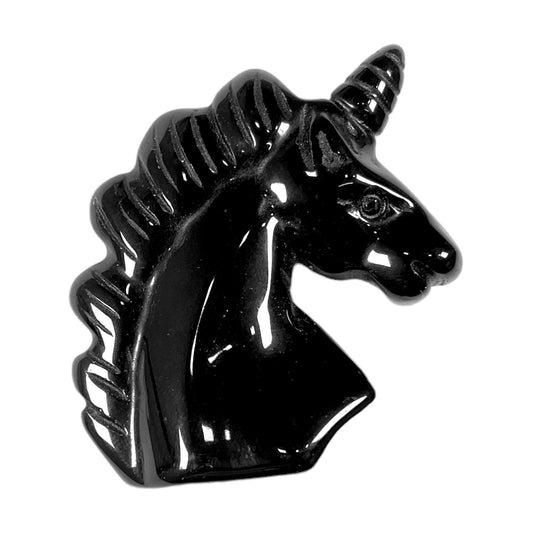 Figurine licorne en Obsidienne noire