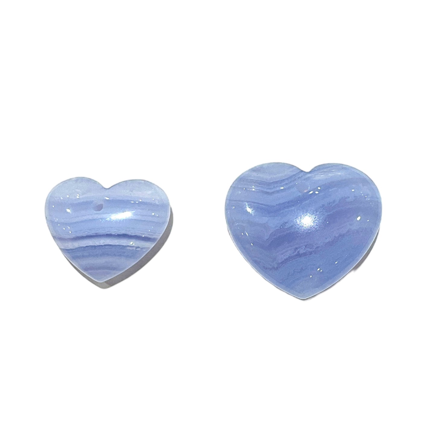 Pendentif Calcédoine AAA bleue forme coeur percé devant