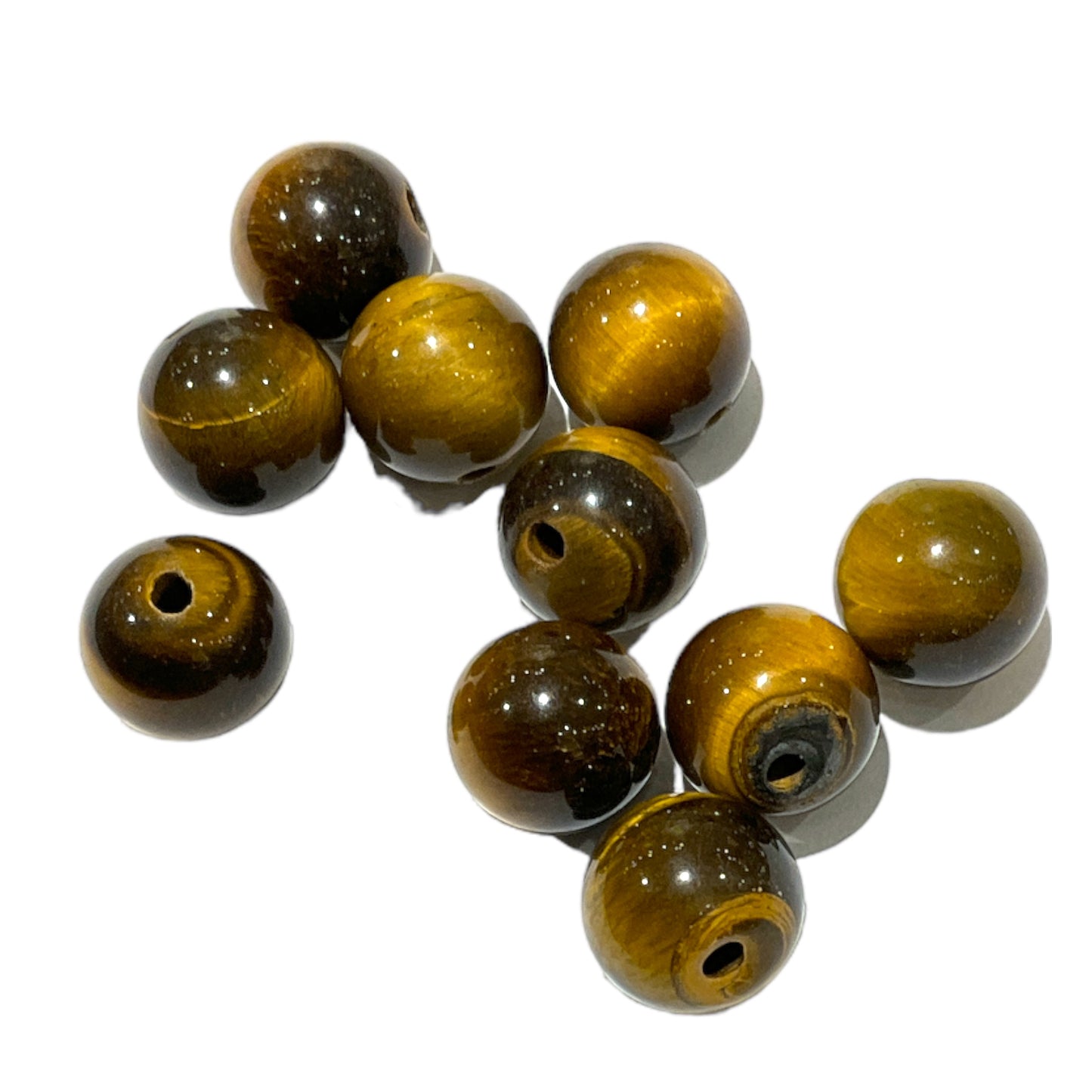 Lot de 10 perles oeil de Tigre – Trou de 1,5 mm