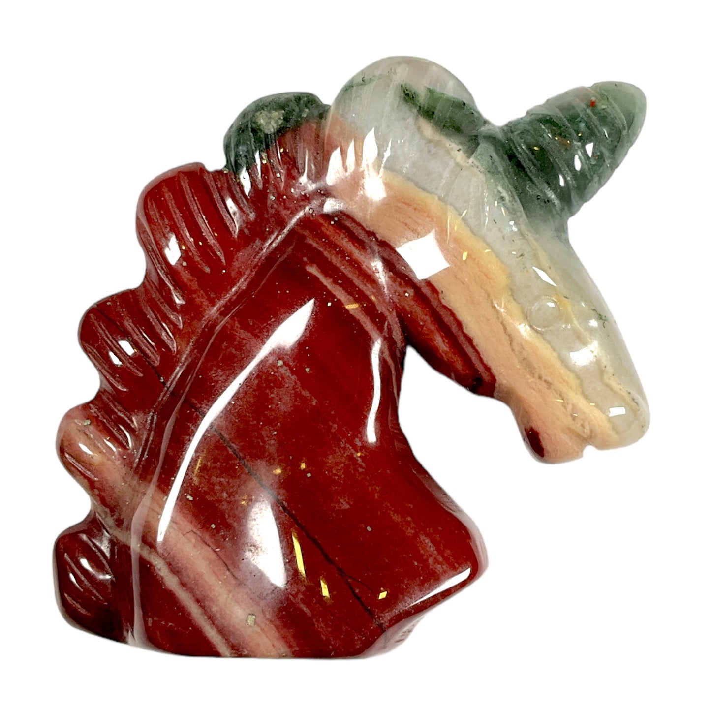 Figurine Licorne en Jaspe héliotrope