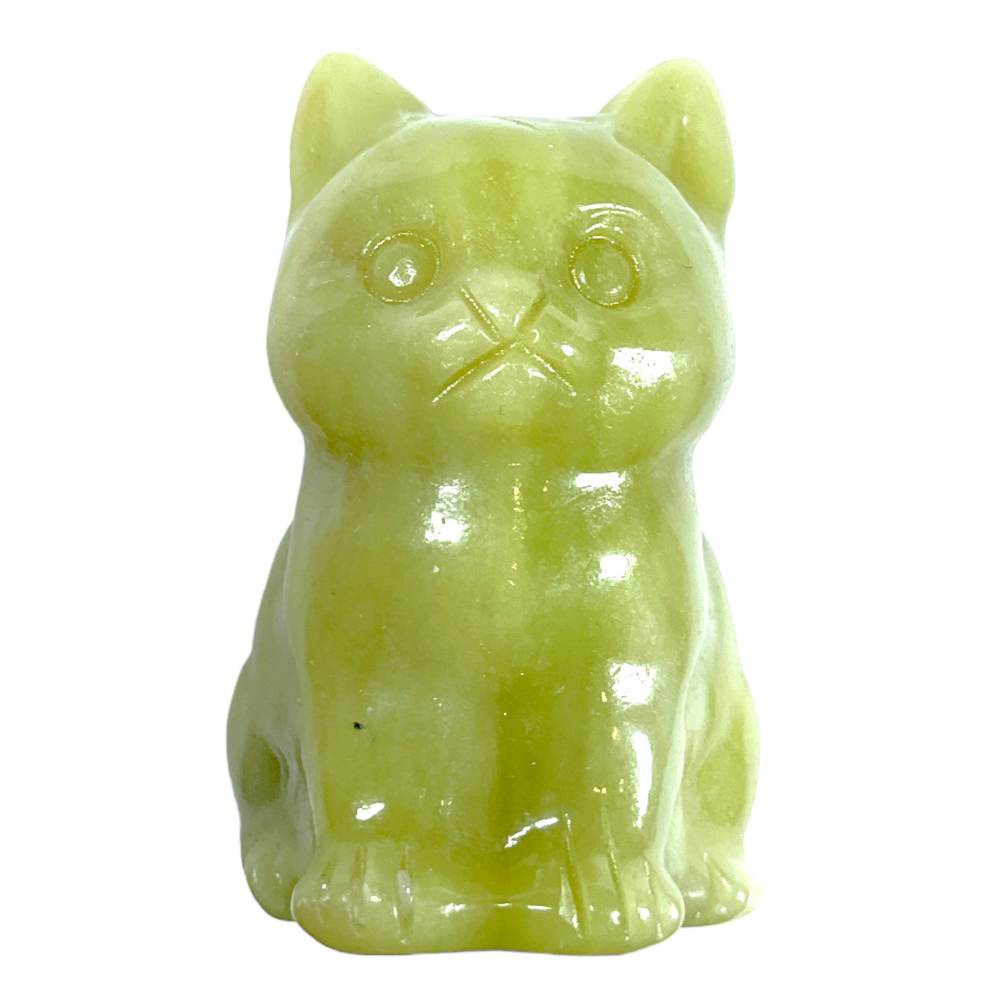 Figurine chat en Jade citron