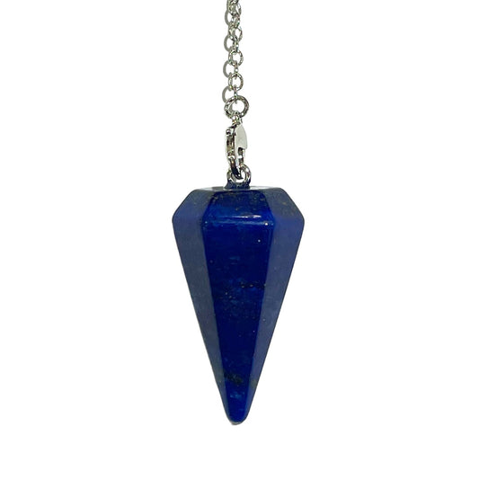 Pendule Lapis lazuli teinté forme cône facette