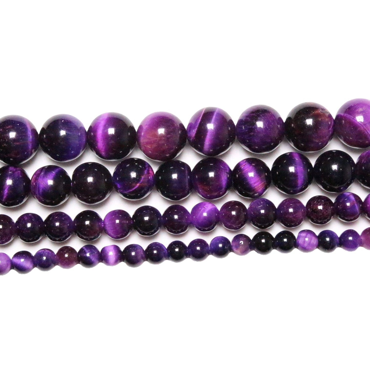 Fil de perles Oeil de Tigre AA Violet chauffé