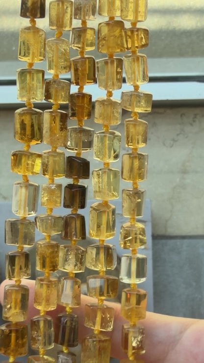 Fil de perle forme libre Citrine chauffé tube 8x5 mm (référence 35)