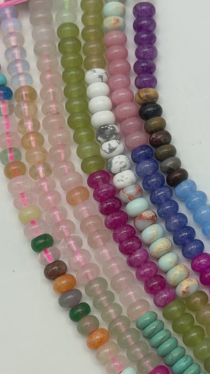 Fil de perle rondelles Jade teinté 4x6 mm (7 coloris disponible)