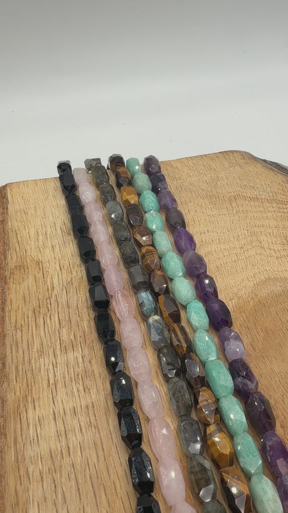 Fil de perle forme ovale facetté 8x14 mm (6 pierres disponible)