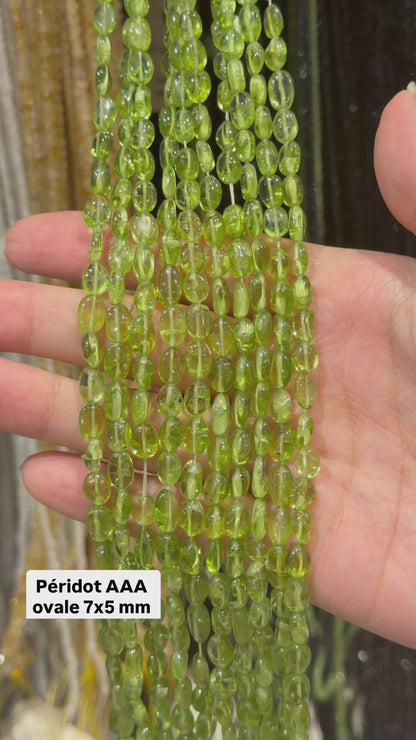 Fil de pierre Péridot AAA ovale