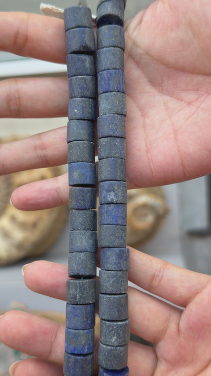 Fil de perle forme libre Lapis rondelle matte 9x12 mm (référence 123)