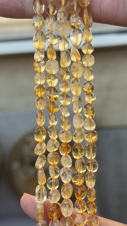 Fil de perle forme libre Citrine chauffé 6x7 mm (référence 36)