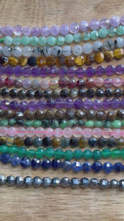 Fil de perle en rond facetté 6 mm (15 pierres disponible)