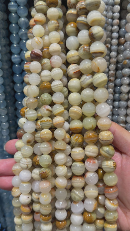 Fil de perle Calcite rubanée multicolore A