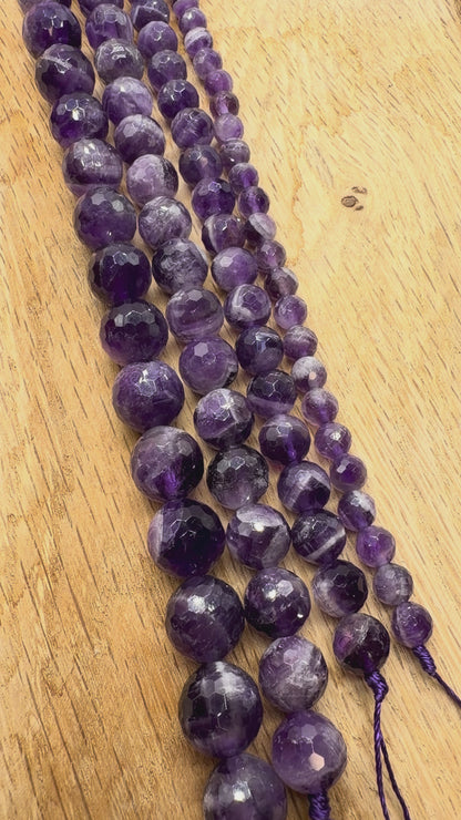 Fil de perles facettées Améthyste chevron