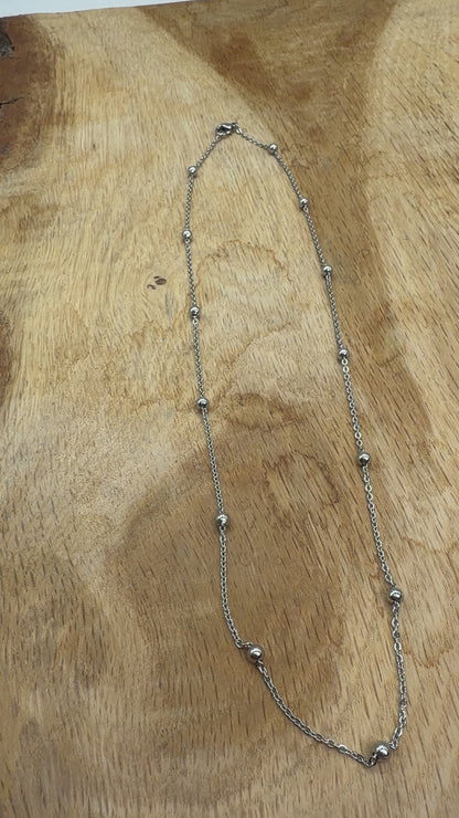 Lot de 10 chaînes en acier inoxydable argenté 45 cm modèle 25