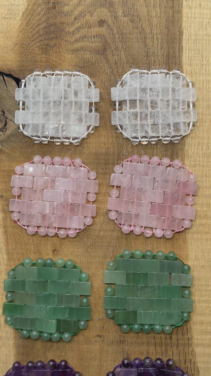 Un lot de 2 Patchs pour les yeux en quartz rose 6x6,5 cm