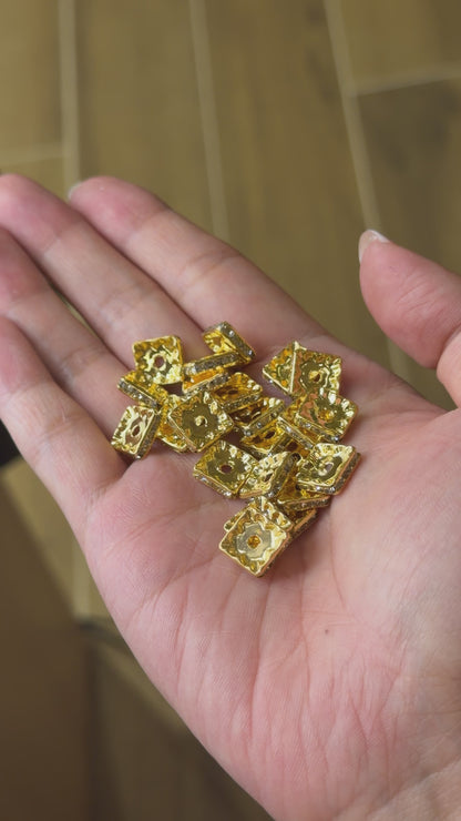 Lot de 100 breloques strass intercalaire PSD3 en cuivre doé
