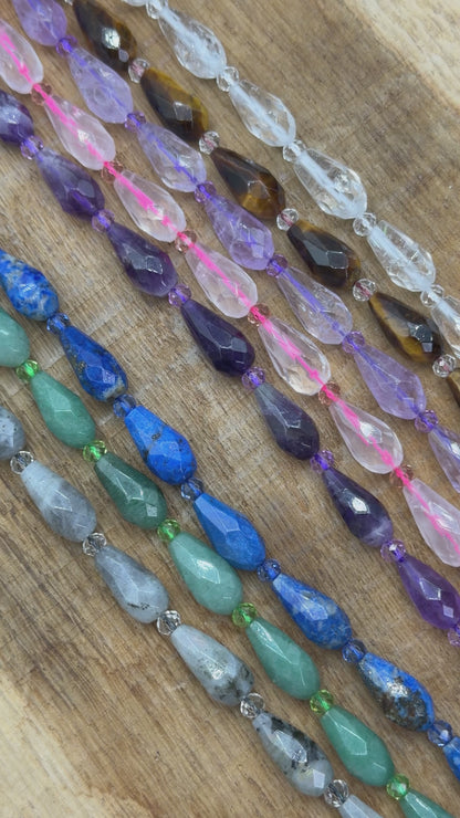 Fil goutte allongée facettée 8x16 mm (8 pierres disponible)