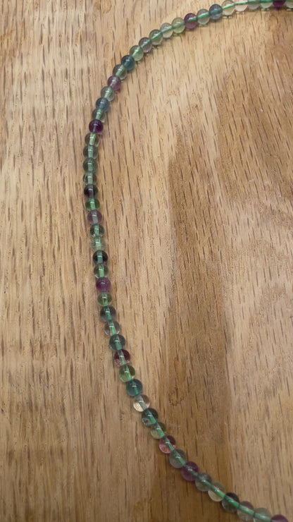 Collier avec pendentif Fluorine multicolore forme cœur acier inoxydable argenté