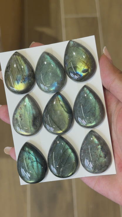 Lot de 9 pendentif Cabochon Goutte Labradorite AAA 25x35 mm