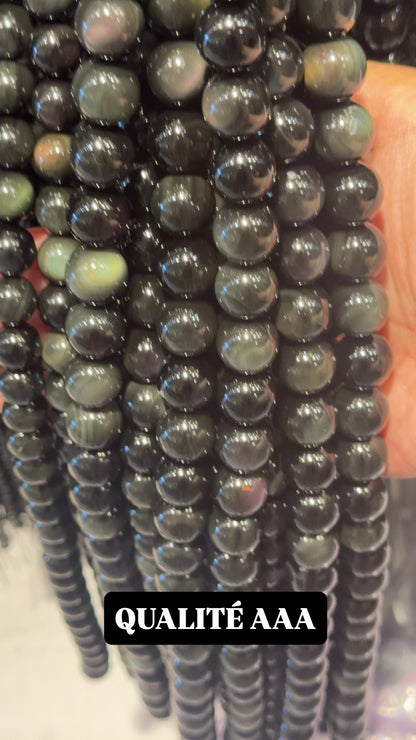 AA Heavenly Eye Obsidian Bead Strand