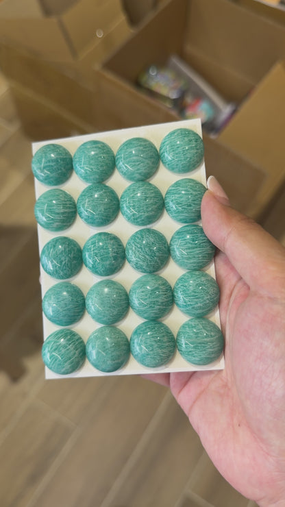 Lot de 20 pendentif Cabochon rond Amazonite AAA 20 mm — Épaisseur 4.5 mm
