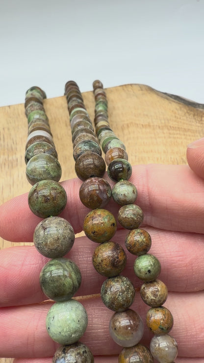 Green Pietersite bead strand A