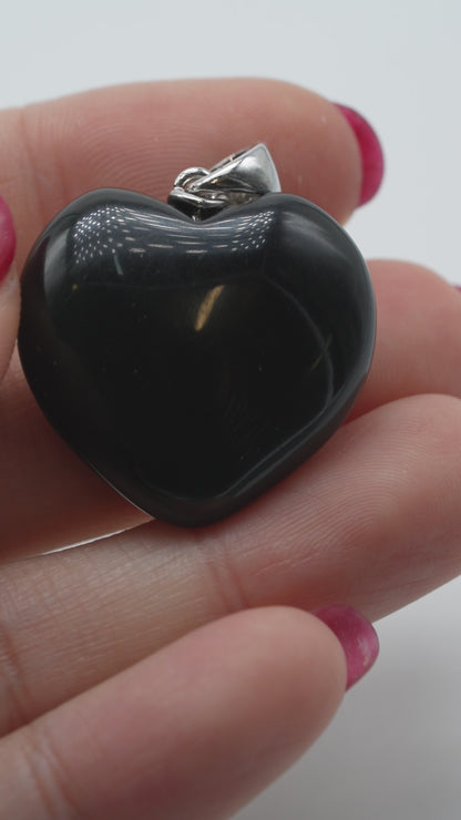 Pendentif en coeur obsidienne oeil celeste