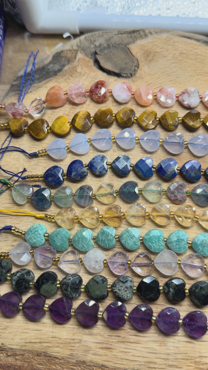 Fil de coeur facetté en pierre naturelle 12 mm (19 pierres disponible)