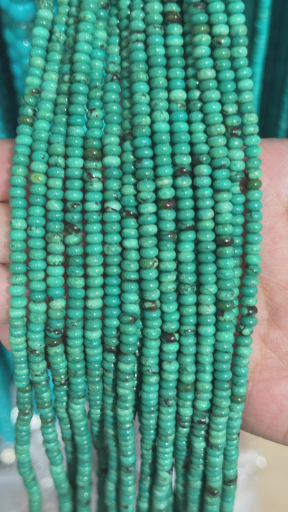 Fil de perles rondelles en Turquoise de Chine VERDÂTRE 2x4 mm