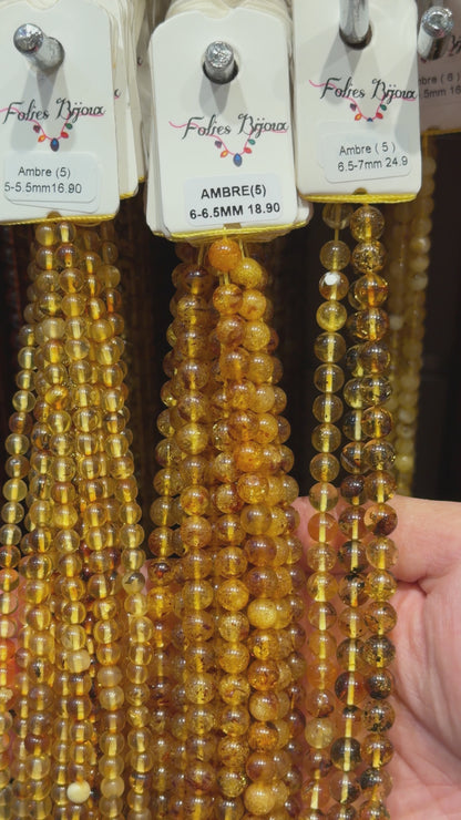 Fil de perle ambres baltiques A+ (couleur 5)