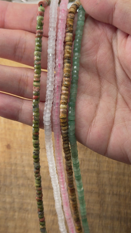 Fil de perles rondelle facettées 2x4 mm (5 pierres disponible)