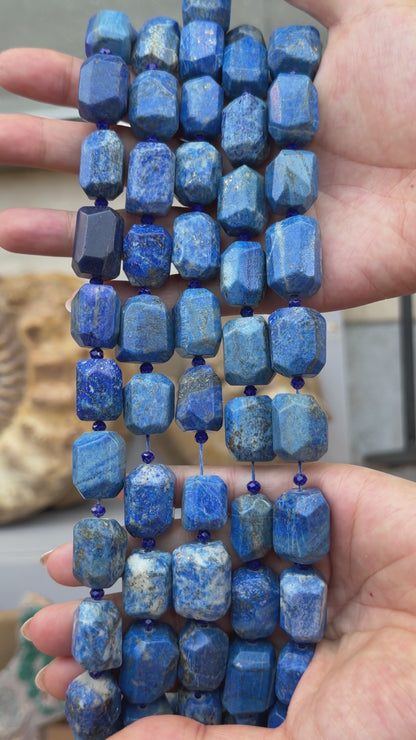 Fil de perle forme libre Lapis rectangle cube facetté 15x20 mm (référence 121)